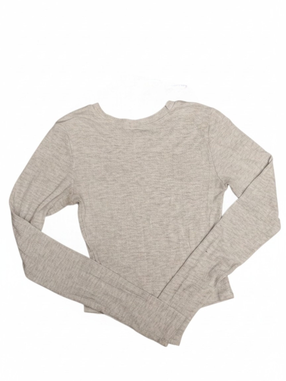 Garage Oatmeal Ribbed Long Sleeve Crop Top XS Fitted Soft Basic Y2K